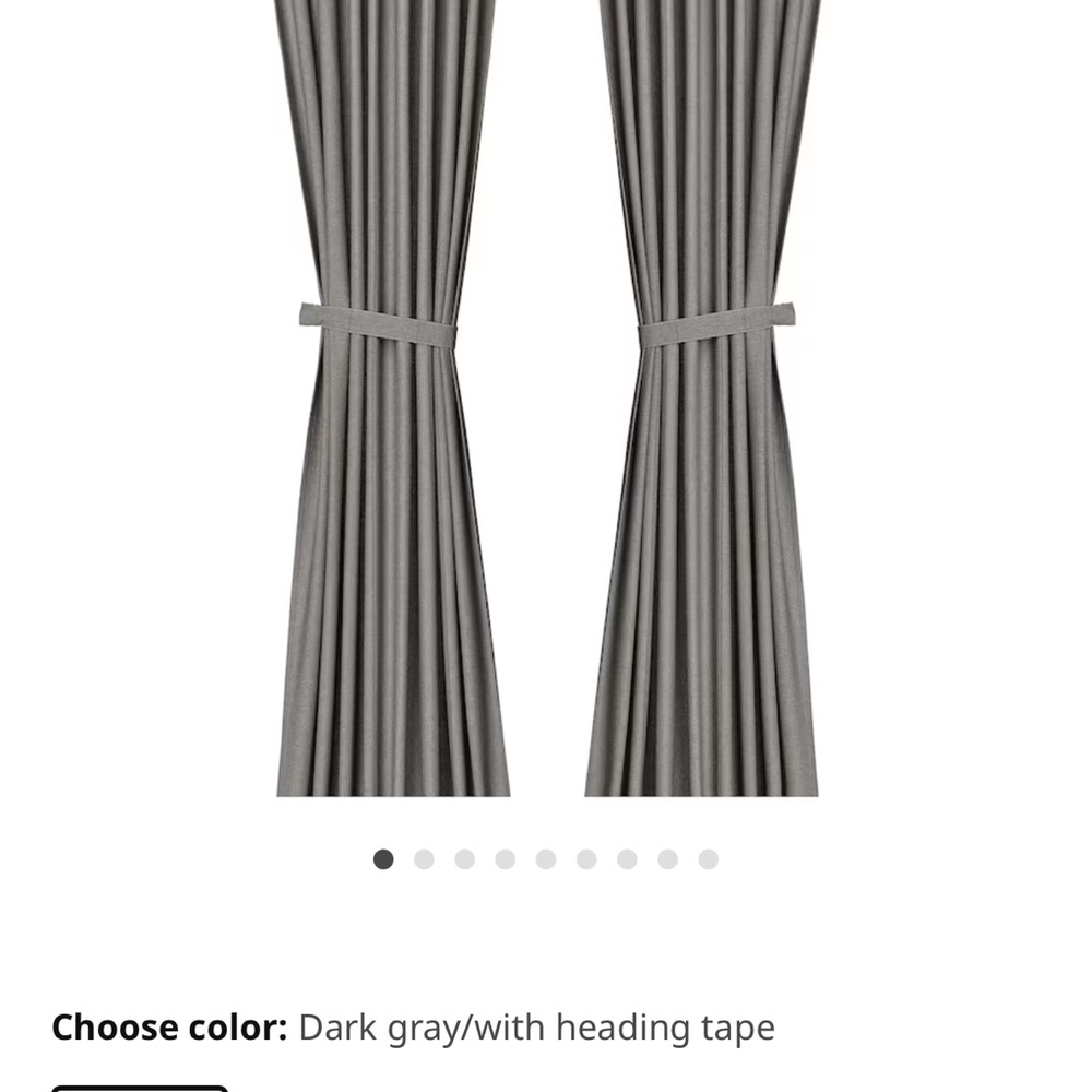 LENDA
Curtains with tie-backs, 3 pairs, dark gray/with heading tape, 55x98 "